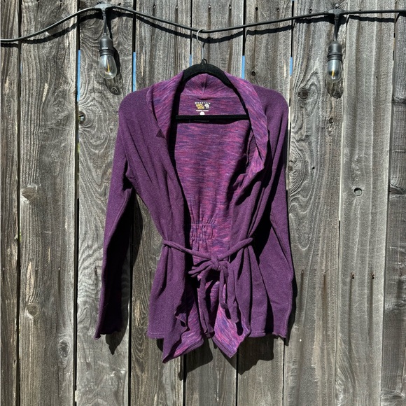 Mountain Hardwear Dark Purple Wool Wrap Long Cardigan Sweater Size XS - Picture 1 of 12